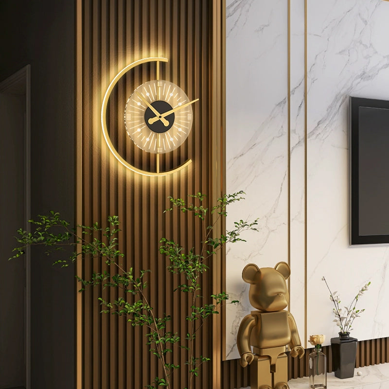 Modern Luxury Home Decoration Lighting Wall light Creative Clock Gold Wall Lamp