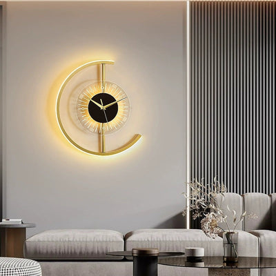 Modern Luxury Home Decoration Lighting Wall light Creative Clock Gold Wall Lamp