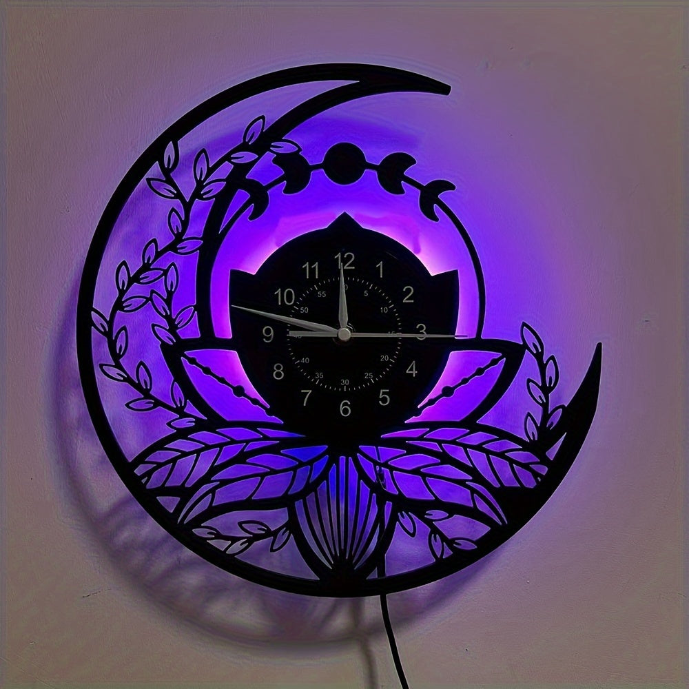 Acrylic Glass Moon Theme LED Wall Clock - Remote controlled Battery Powered, Analog Display, Flat Crown, Glow in the Dark, Electricity Operated,