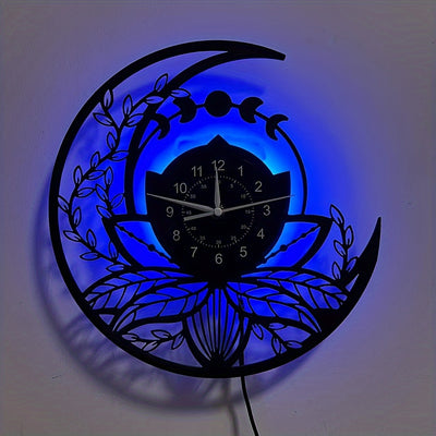 Acrylic Glass Moon Theme LED Wall Clock - Remote controlled Battery Powered, Analog Display, Flat Crown, Glow in the Dark, Electricity Operated,