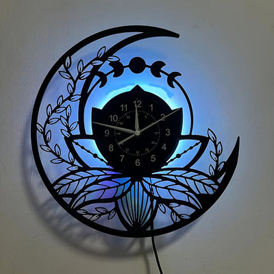 Acrylic Glass Moon Theme LED Wall Clock - Remote controlled Battery Powered, Analog Display, Flat Crown, Glow in the Dark, Electricity Operated,