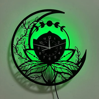 Acrylic Glass Moon Theme LED Wall Clock - Remote controlled Battery Powered, Analog Display, Flat Crown, Glow in the Dark, Electricity Operated,