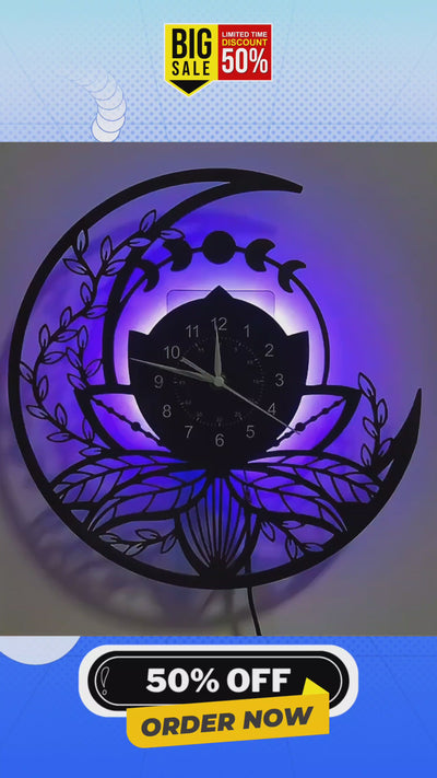 Acrylic Glass Moon Theme LED Wall Clock - Remote controlled Battery Powered, Analog Display, Flat Crown, Glow in the Dark, Electricity Operated,